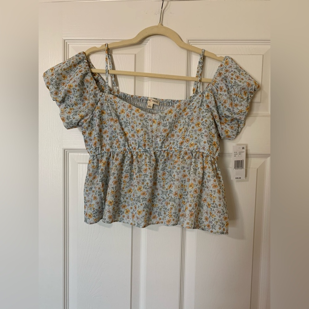 NWT Moa Moa Floral Peasant Babydoll‎ Blouse Sz L & XL 90’s Y2K Romantic Coquette